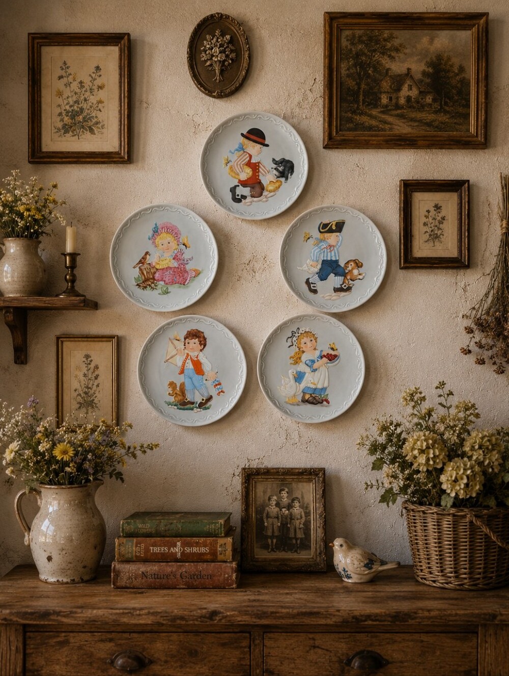 1982 Cobblestone Kids Limited Edition Sculpted Porcelain Plate Collection Of 5